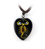 Real Bark Scorpion Necklace Heart Shaped Black Real Nature Gift