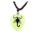 Real Black Emperor Scorpion Necklace Heart Shaped Glows In The Dark Real Nature Gift