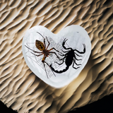 Real Black Emperor and Real Wolf Spider Heart Shape Desktop Real Nature Gift