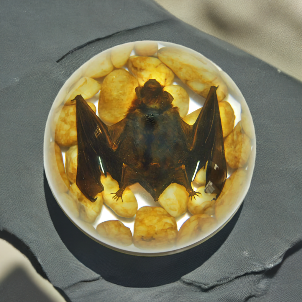 Real Bat In Resin - Half Dome Type Real Nature Gift